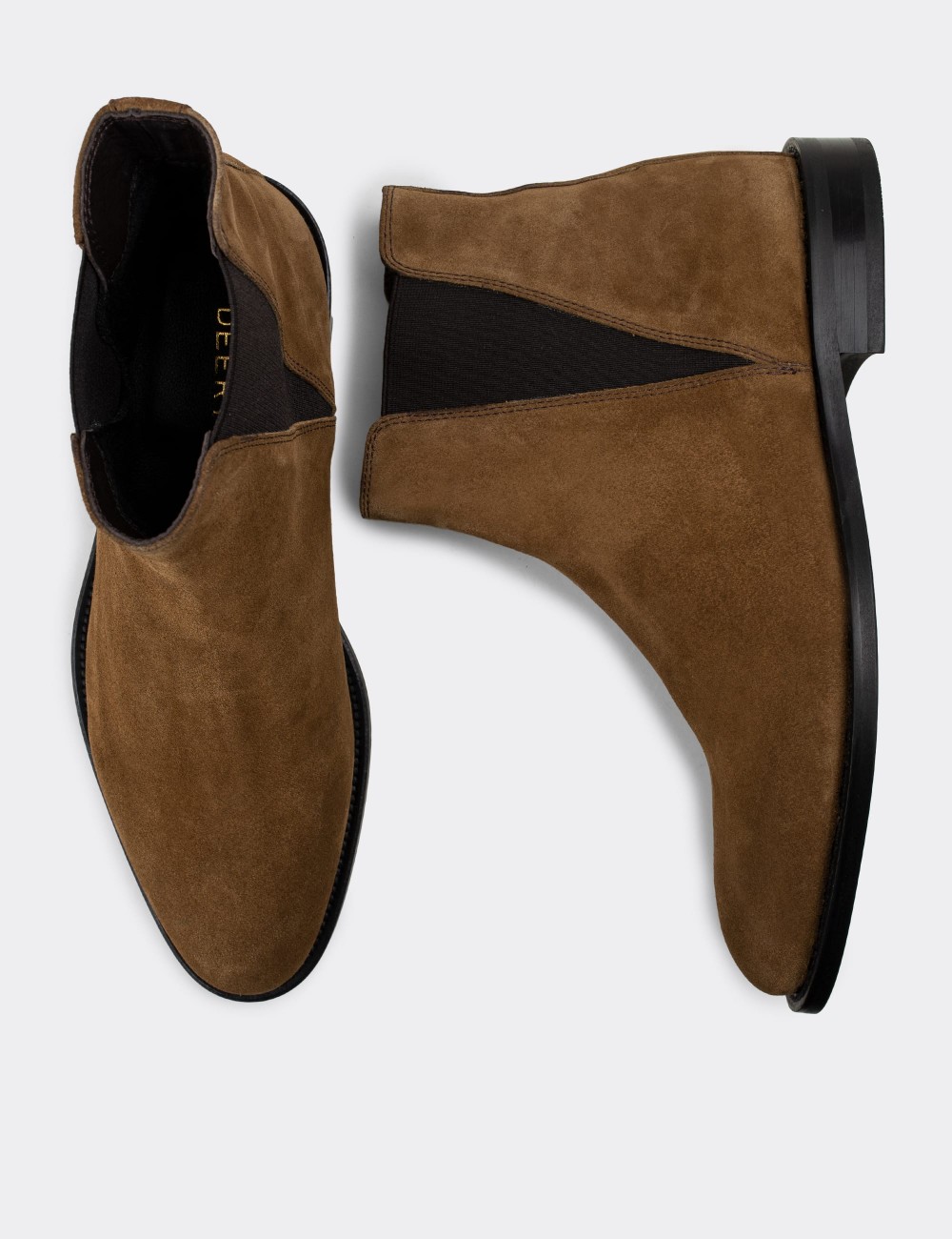 Tan Suede Leather Chelsea Boots - 01689MTBAM02