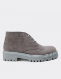Gray Suede Leather Desert Boots