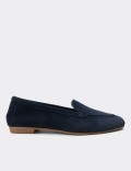 Navy Suede Leather Loafers