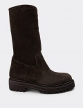 Brown Suede Calfskin Boots