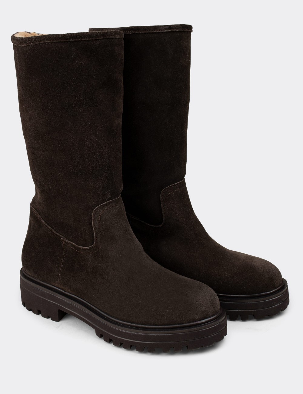 Brown Suede Leather Boots - Deery