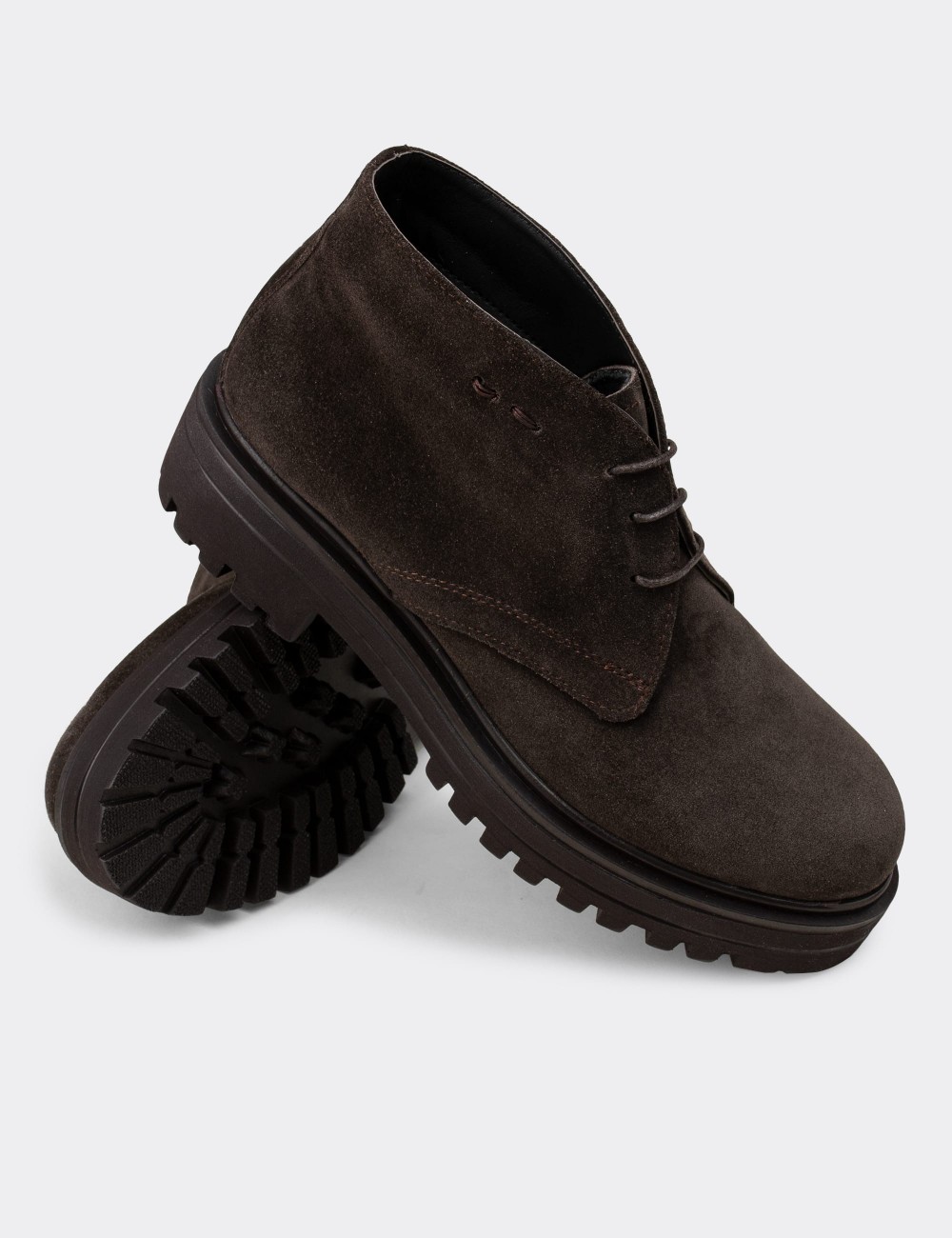 Brown Suede Leather Desert Boots - 01847ZKHVE02