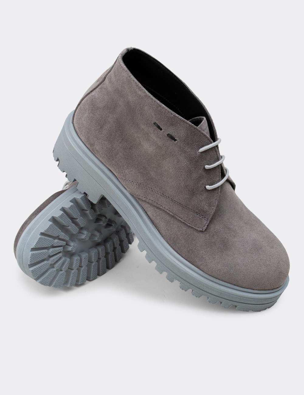 Gray Suede Leather Desert Boots - 01847ZGRIE01
