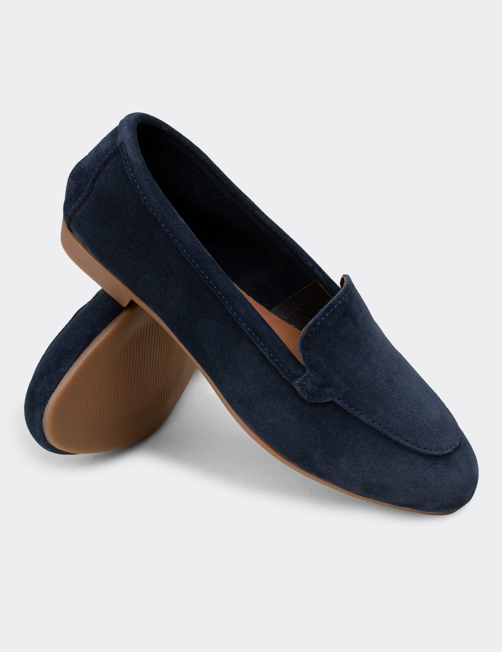 Navy Suede Leather Loafers - E3206ZLCVC03