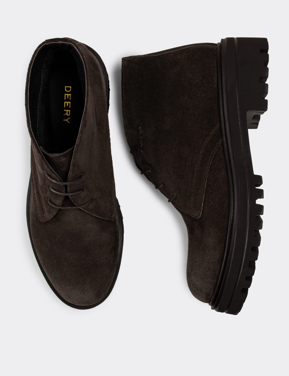 Brown Suede Leather Desert Boots - 01847ZKHVE02