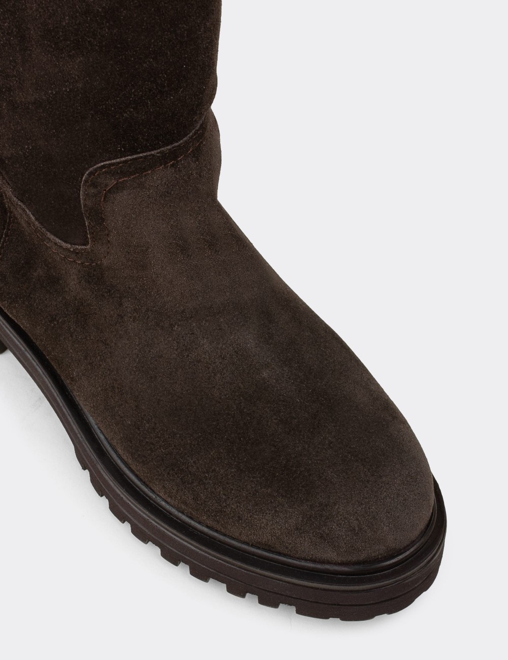 Brown Suede Leather Boots - 02150ZKHVE02
