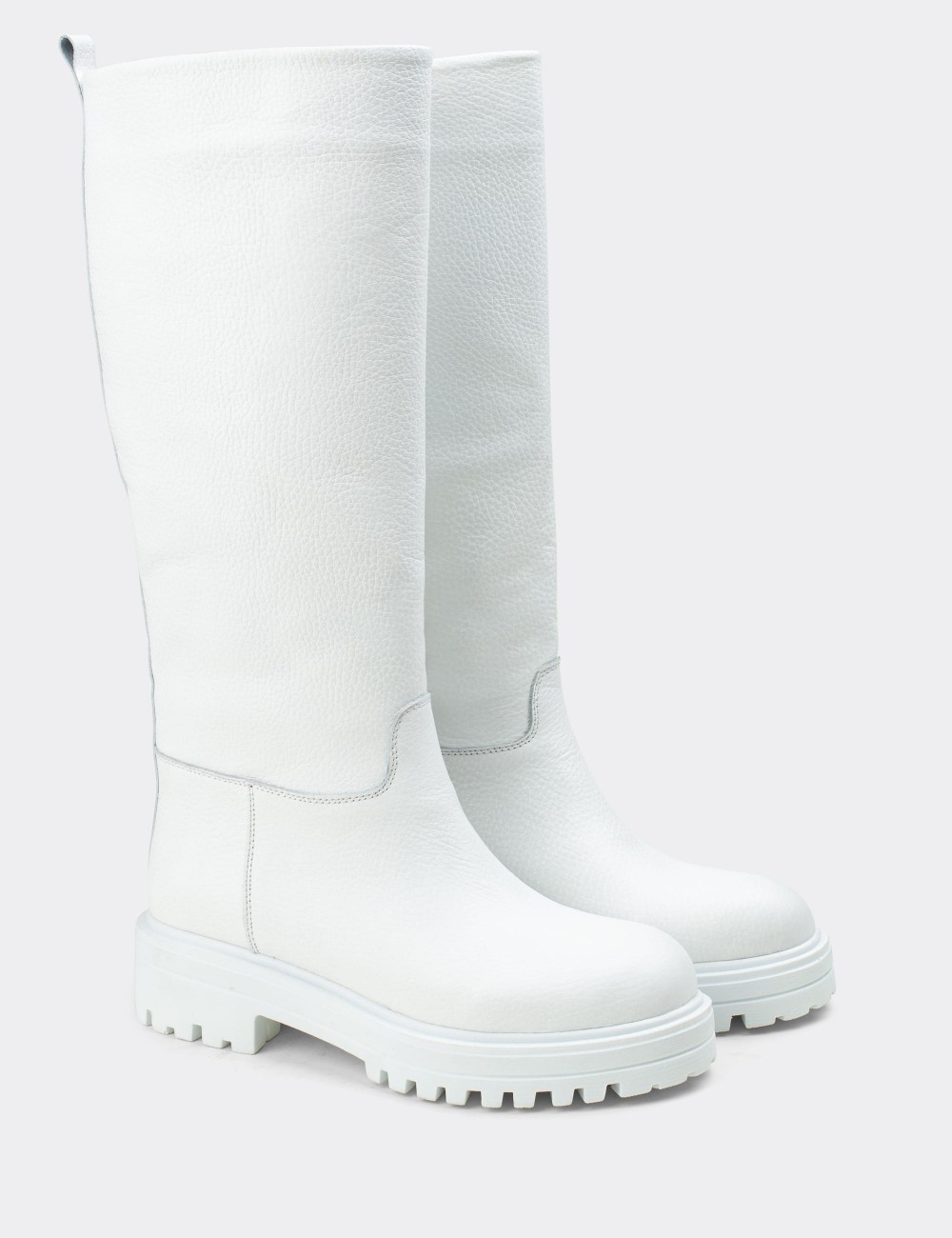 White  Leather Boots - E1071ZBYZE01