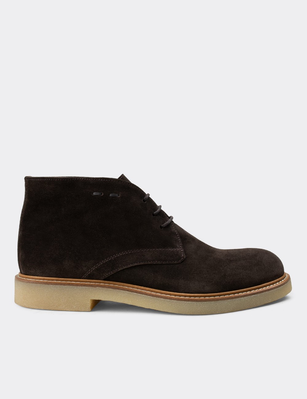 Brown Suede Leather Desert Boots - 01295MKHVC05