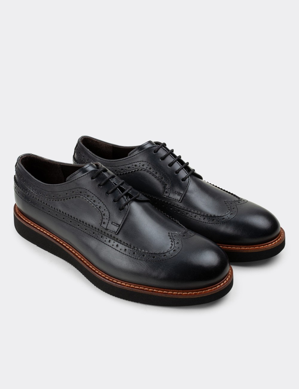 Gray  Leather Lace-up Shoes - 01293MGRIE05