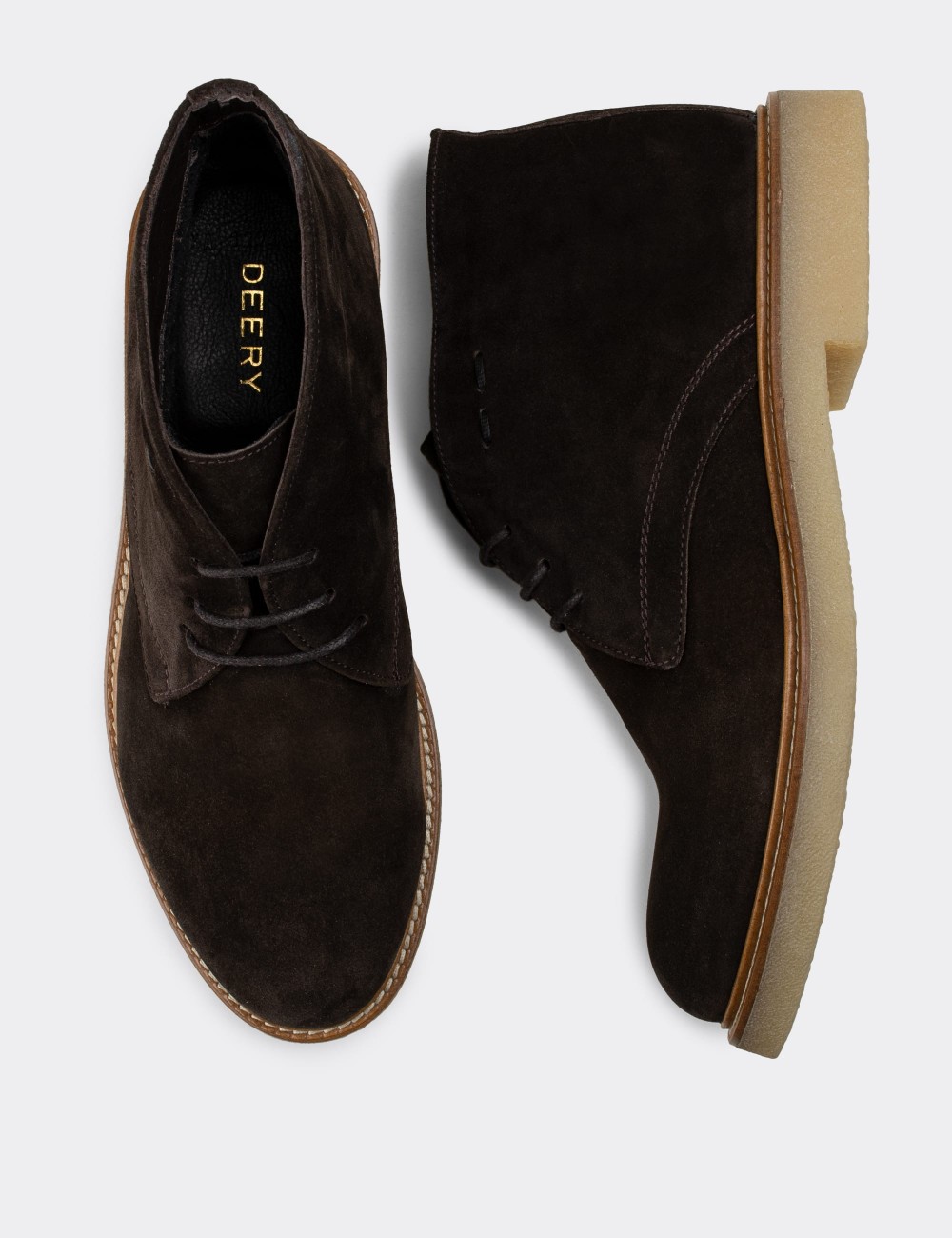 Brown Suede Leather Desert Boots - 01295MKHVC05