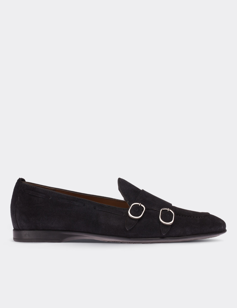 Navy Suede Leather Loafers - 01645MLCVC02