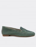 Green Nubuck Leather Loafers