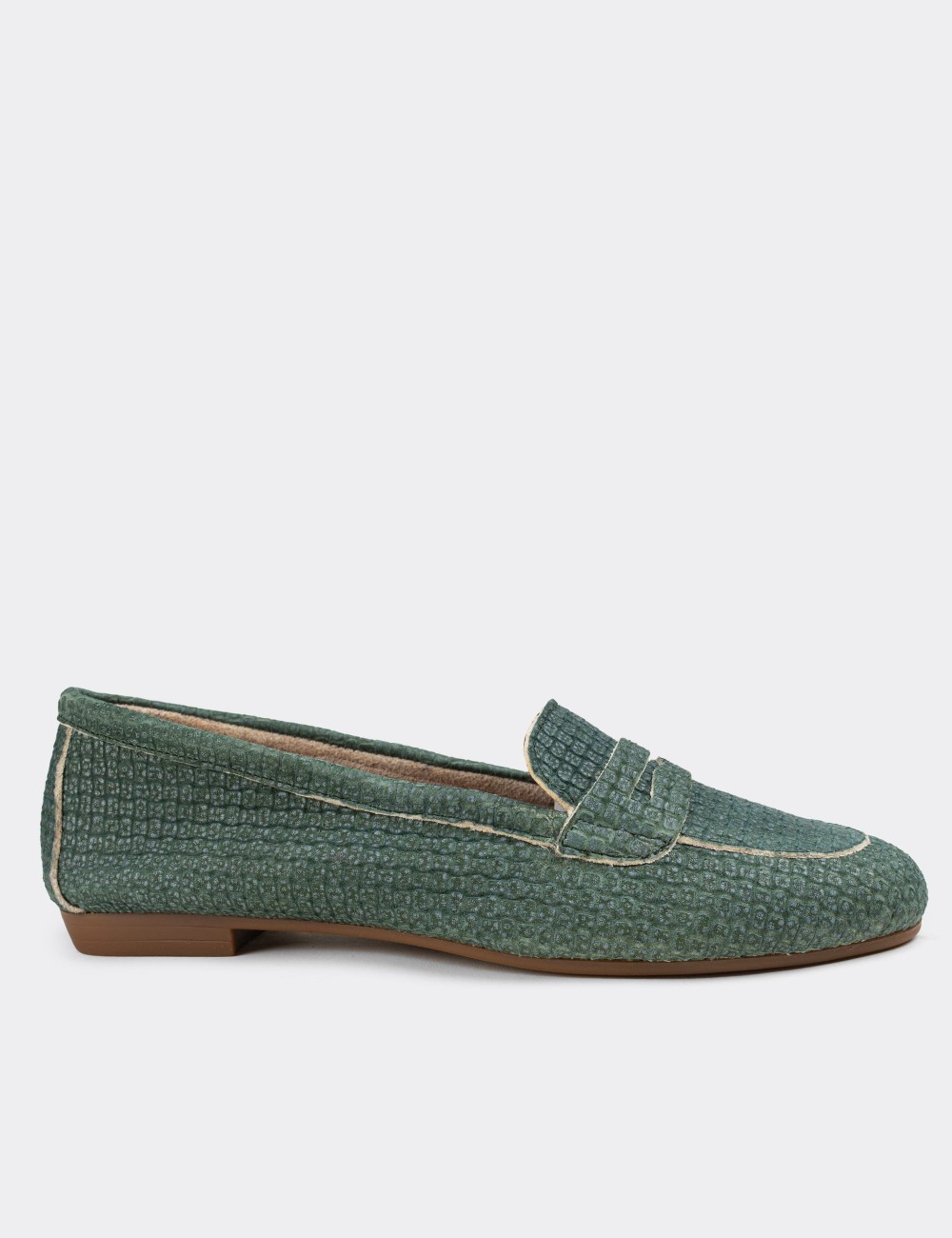 Green Nubuck Leather Loafers - E3202ZYSLC05