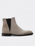 Gray Suede Leather Chelsea Boots