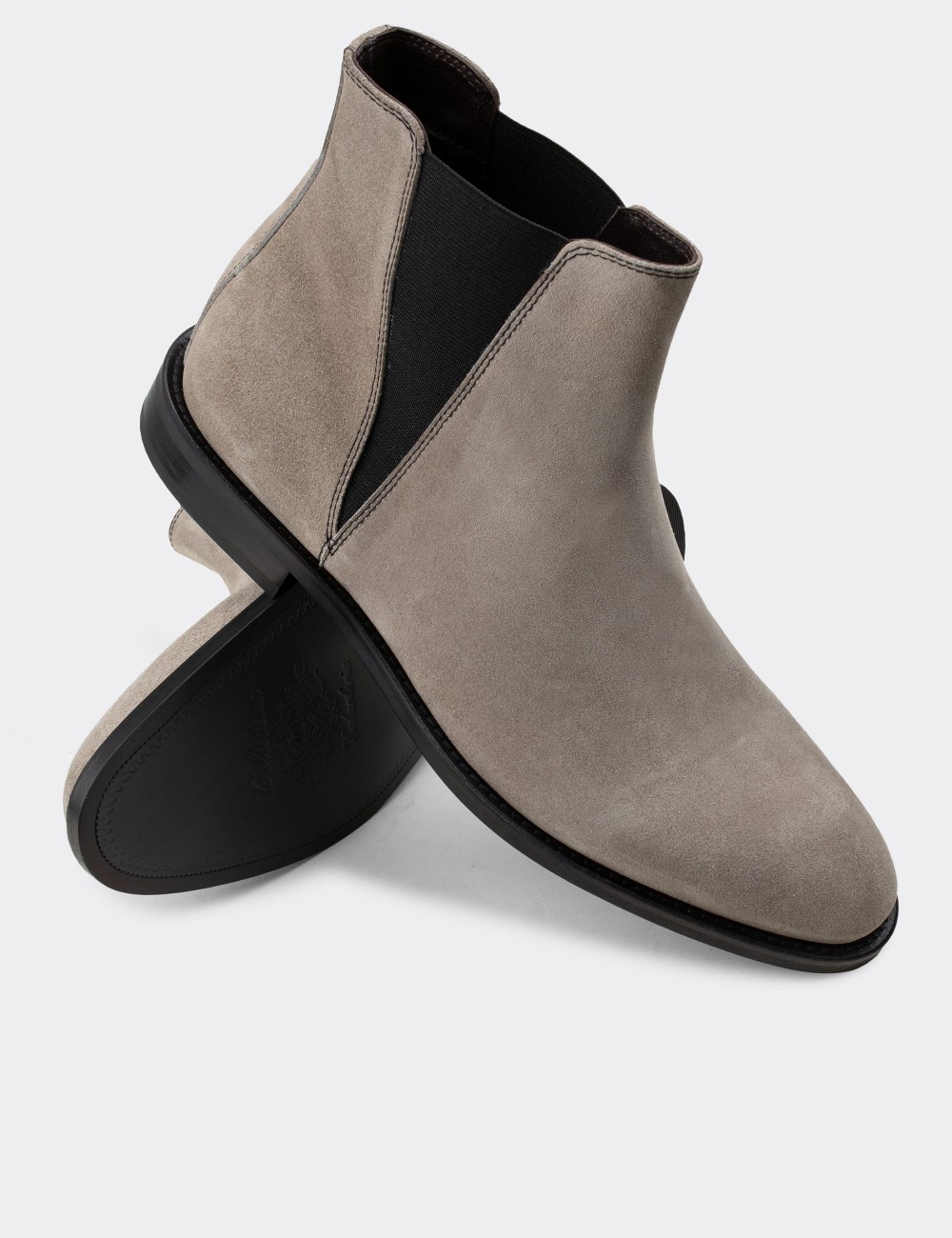 Gray Suede Leather Chelsea Boots - 01689MGRIM01