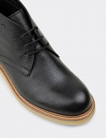 Black  Leather Boots - 01295MSYHC11