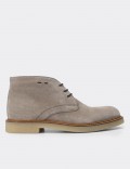 Beige Suede Leather Boots