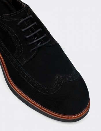 Black Suede Calfskin Lace-up Shoes