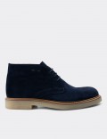 Navy Suede Leather Boots