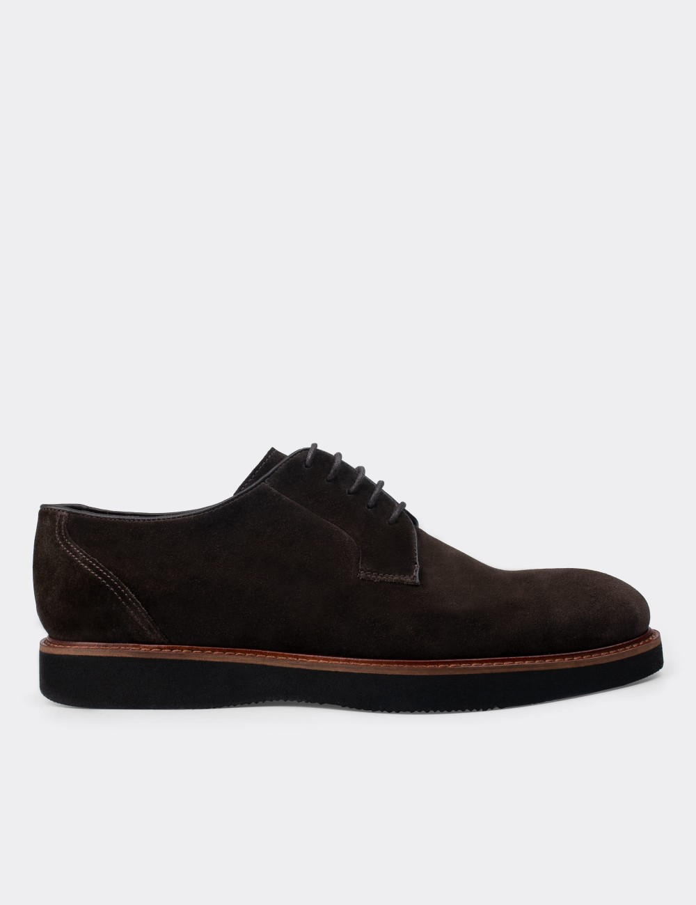 Brown Suede Leather Lace-up Shoes - 01090MKHVE15