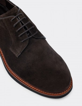 Brown Suede Calfskin Lace-up Shoes