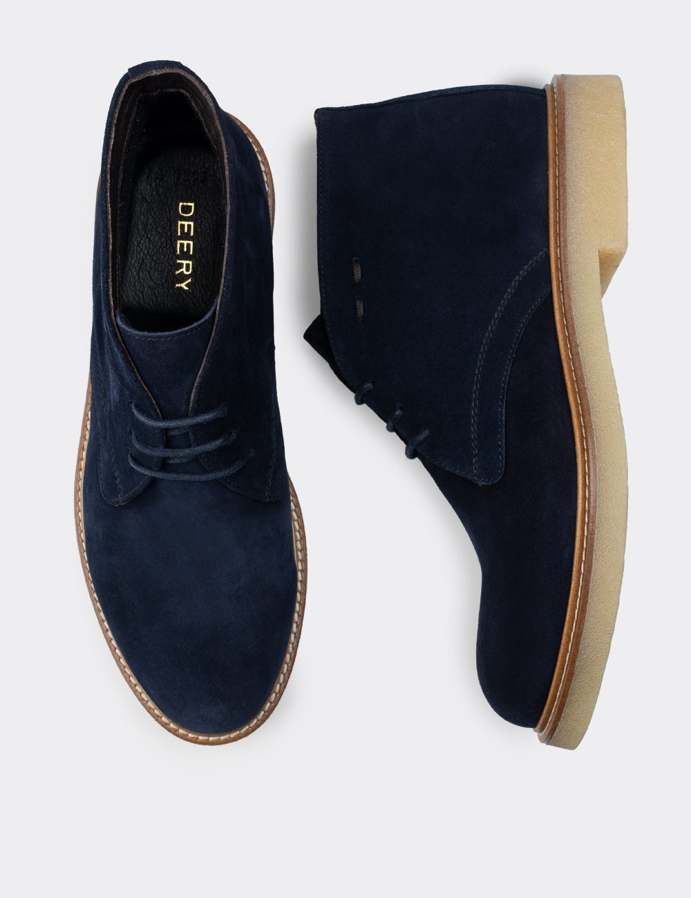 Navy Suede Leather Boots - 01295MLCVC05