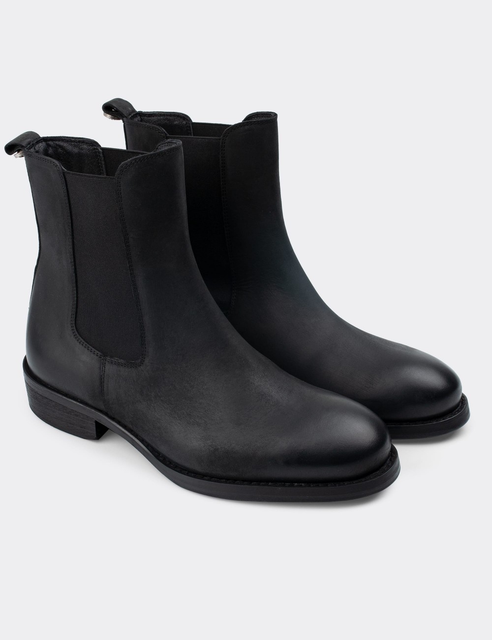 Black Nubuck Leather Chelsea Boots - 70002MSYHK01