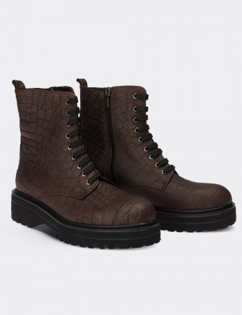 Brown  Leather Boots - 01814ZKHVE22