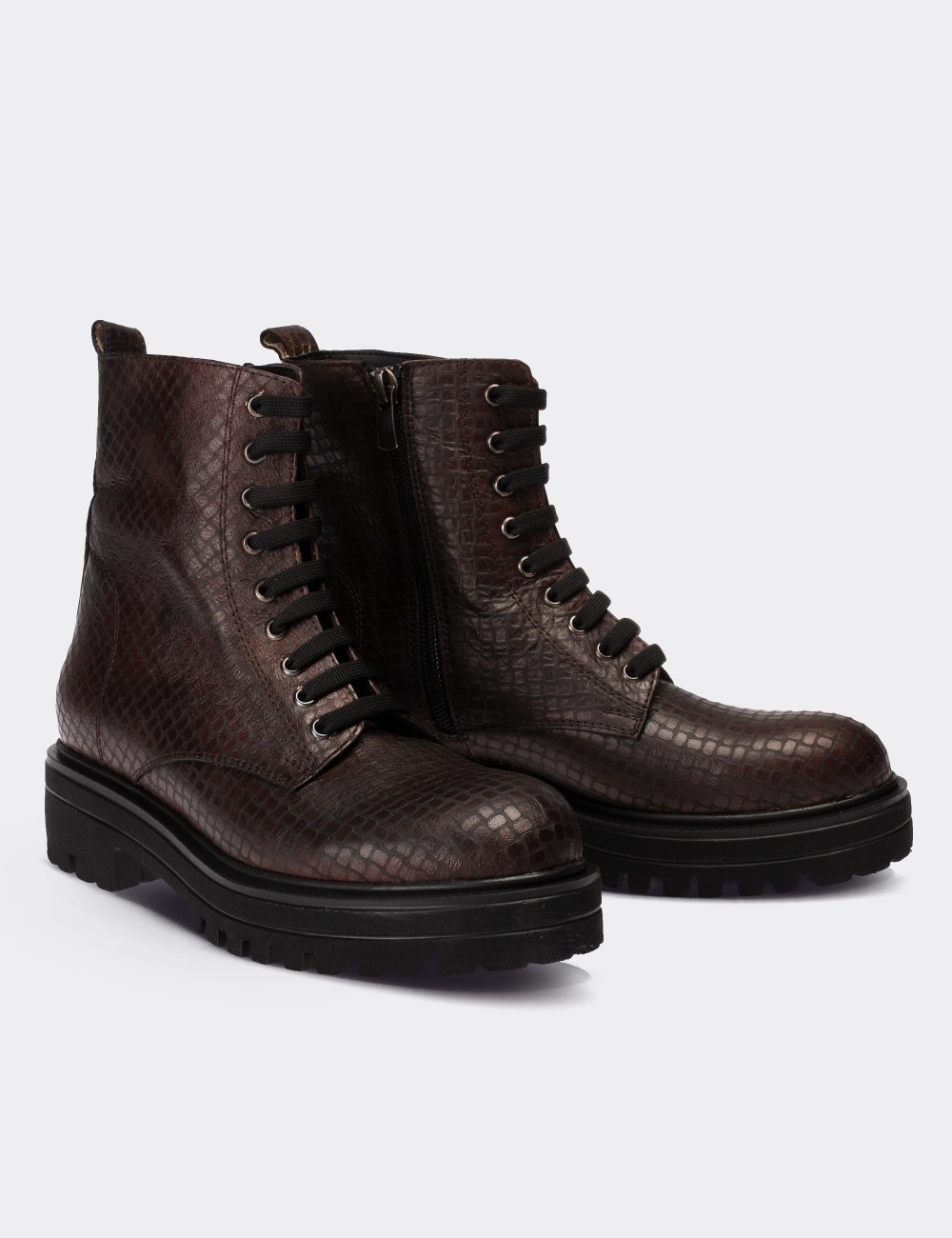 Brown  Leather Boots - 01814ZKHVE09