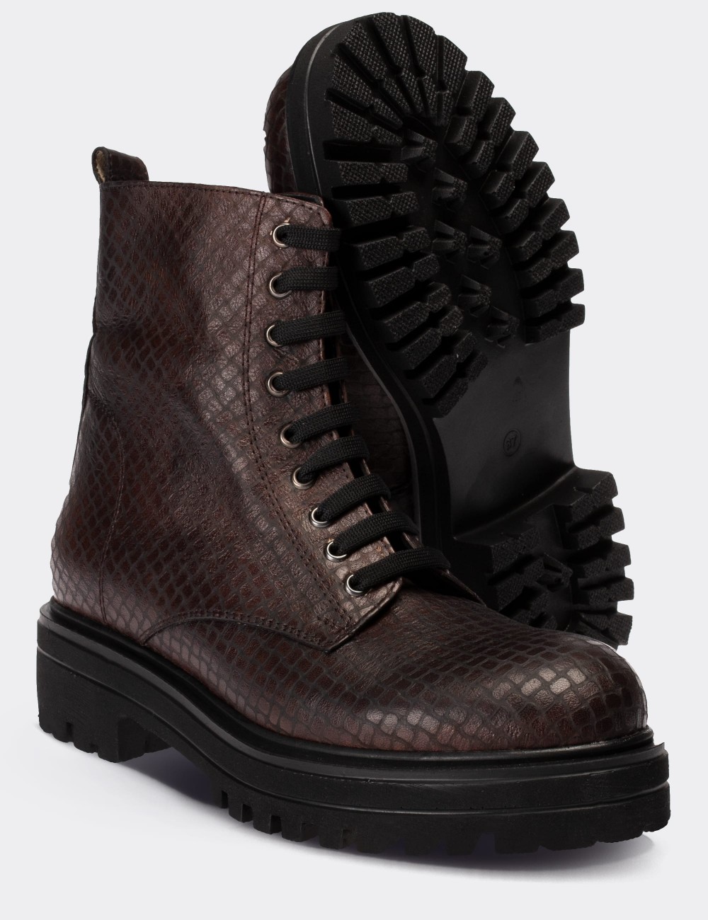 Brown  Leather Boots - 01814ZKHVE09