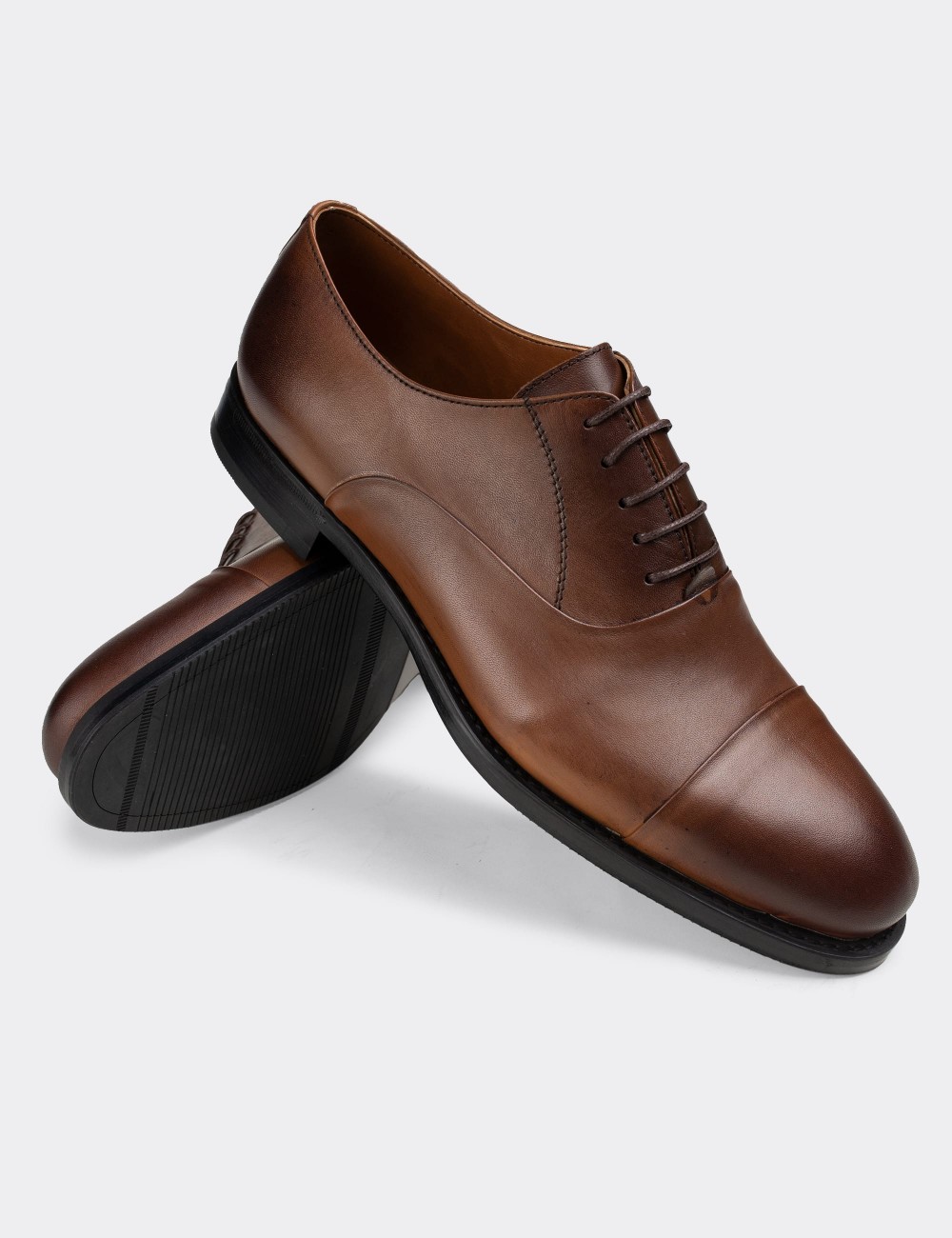 Tan  Leather Classic Shoes - 64410MTBAK03