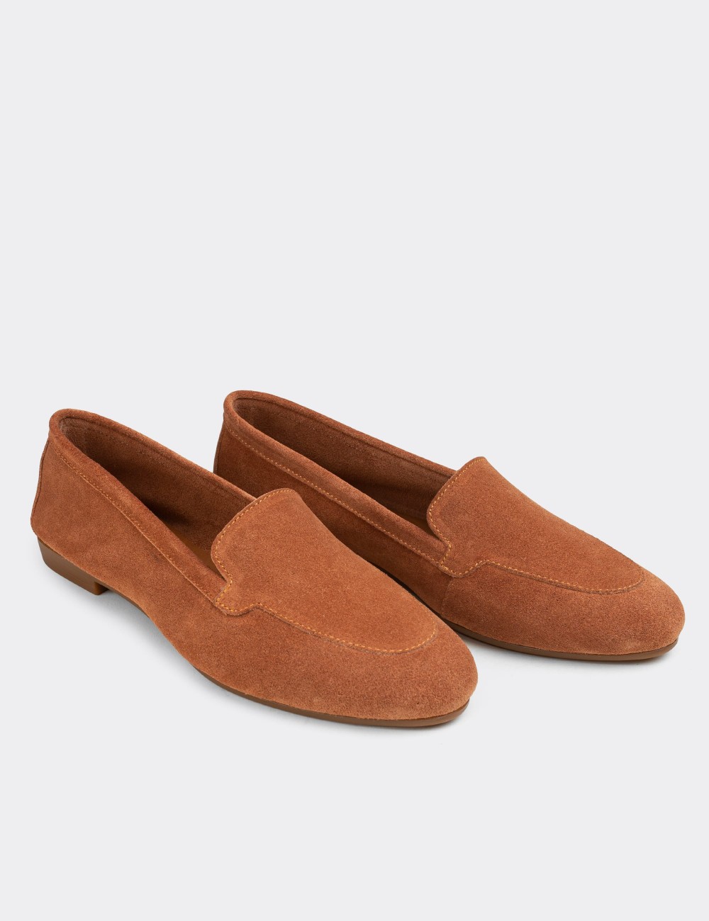 Tan Suede Leather Loafers - E3206ZTBAC03