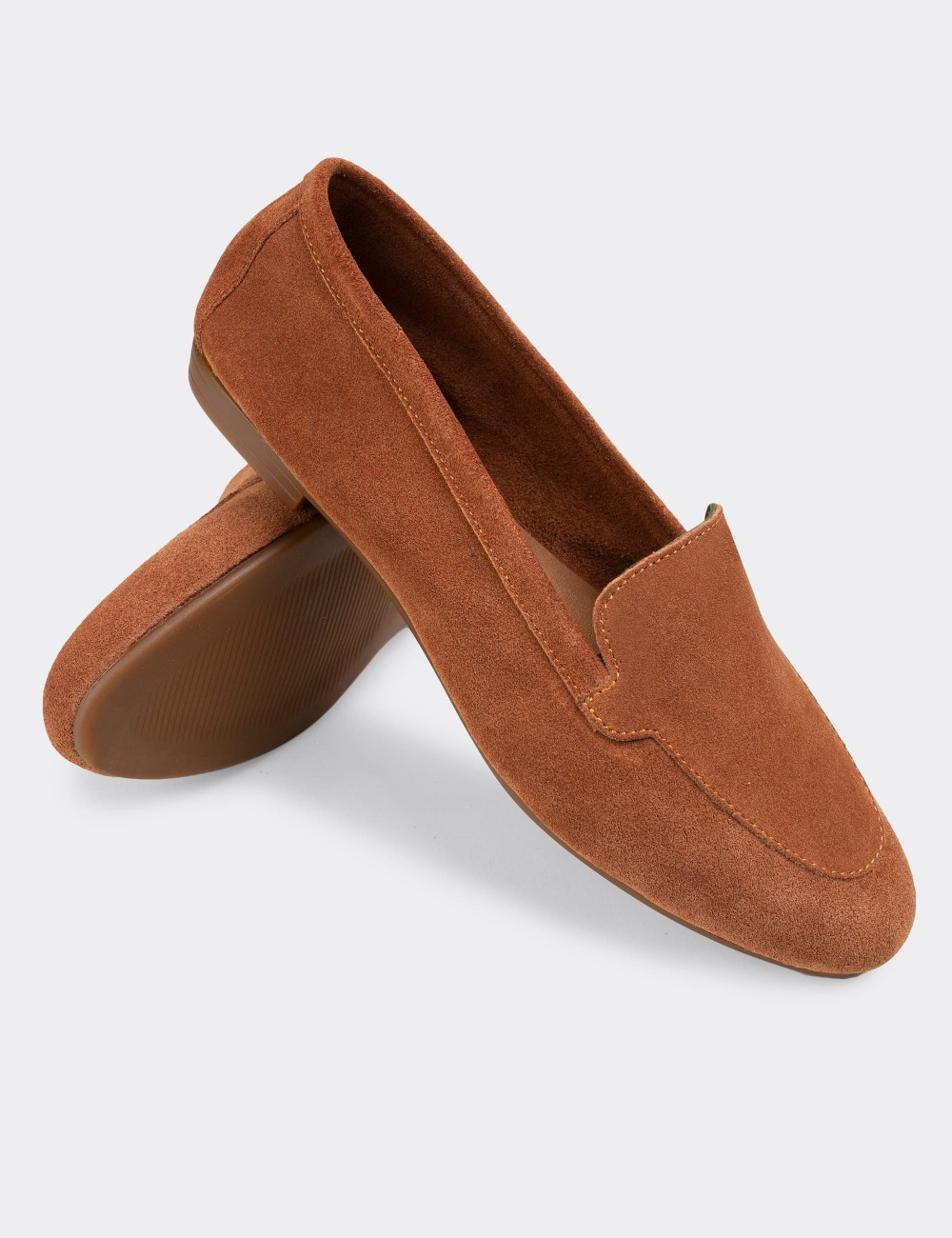 Tan Suede Leather Loafers - E3206ZTBAC03
