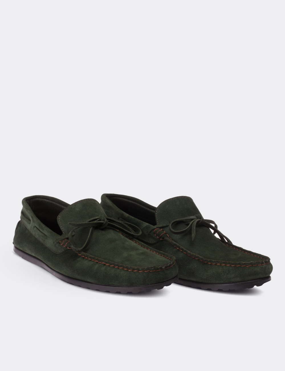 Green Suede Leather Loafers - 01647MYSLC01