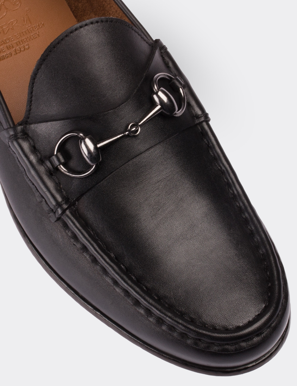 Black  Leather Loafers - 01649MSYHC01
