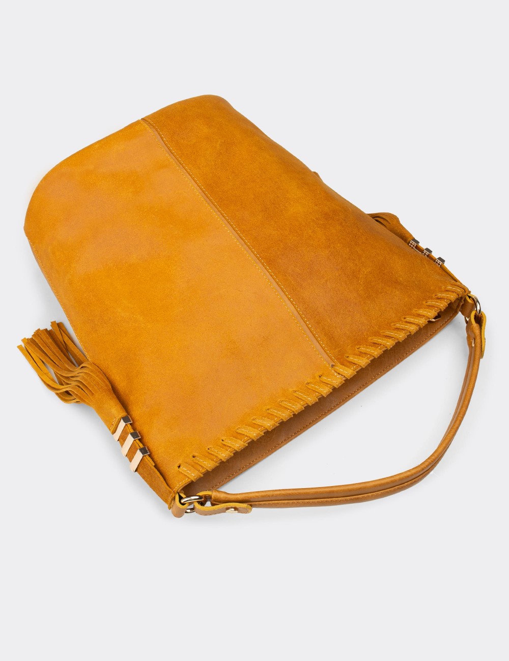 Yellow Suede Shoulder Bag - JD054ZHRDY01