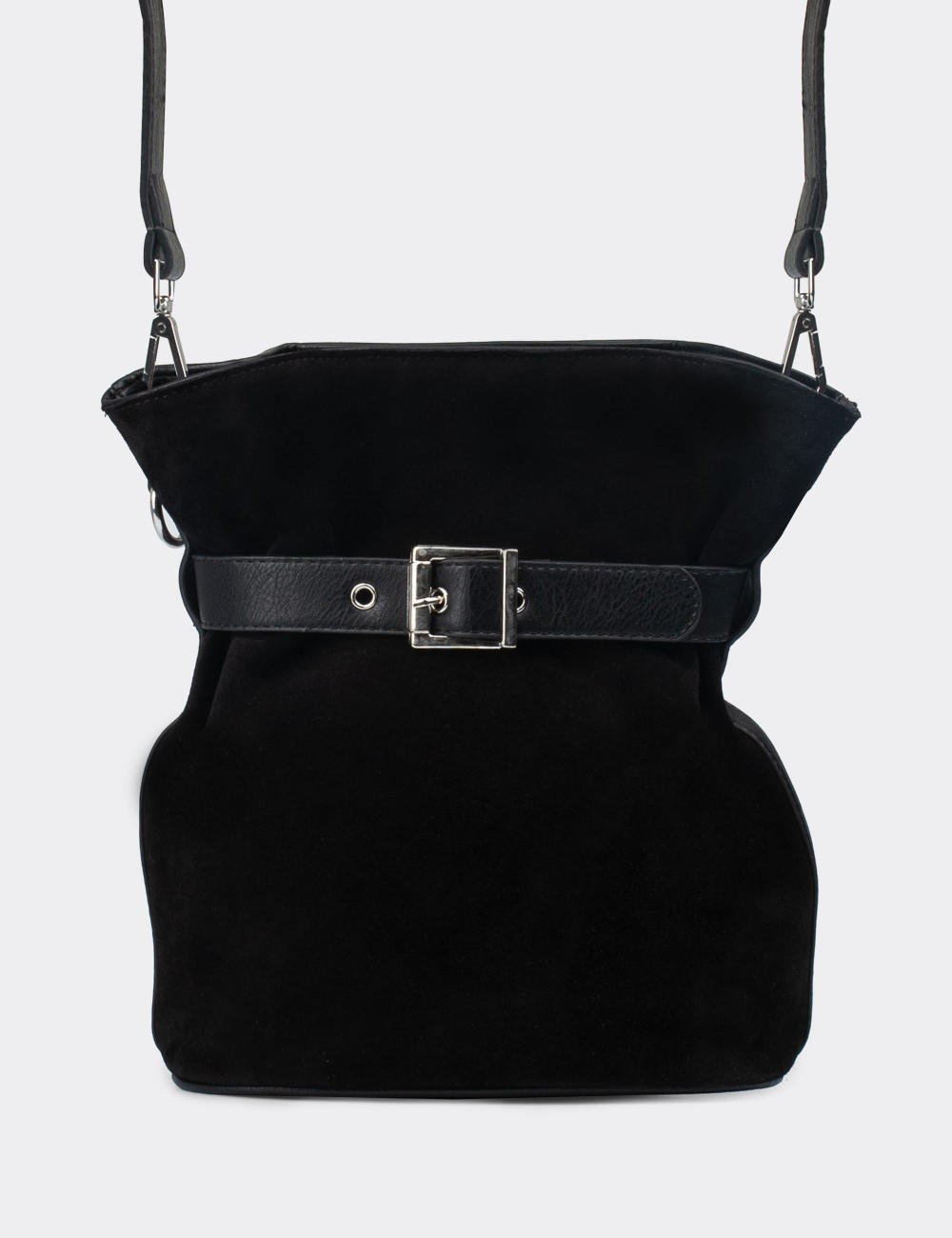 Black Suede Shoulder Bag - JD271ZSYHY01