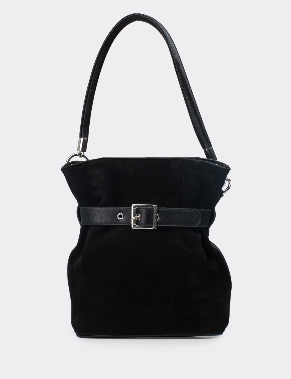 Black Suede Shoulder Bag - JD271ZSYHY01