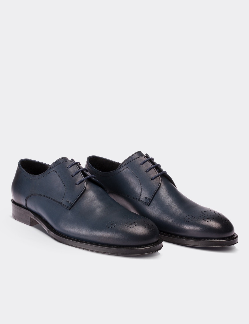 Navy  Leather Classic Shoes - 01604MLCVK01