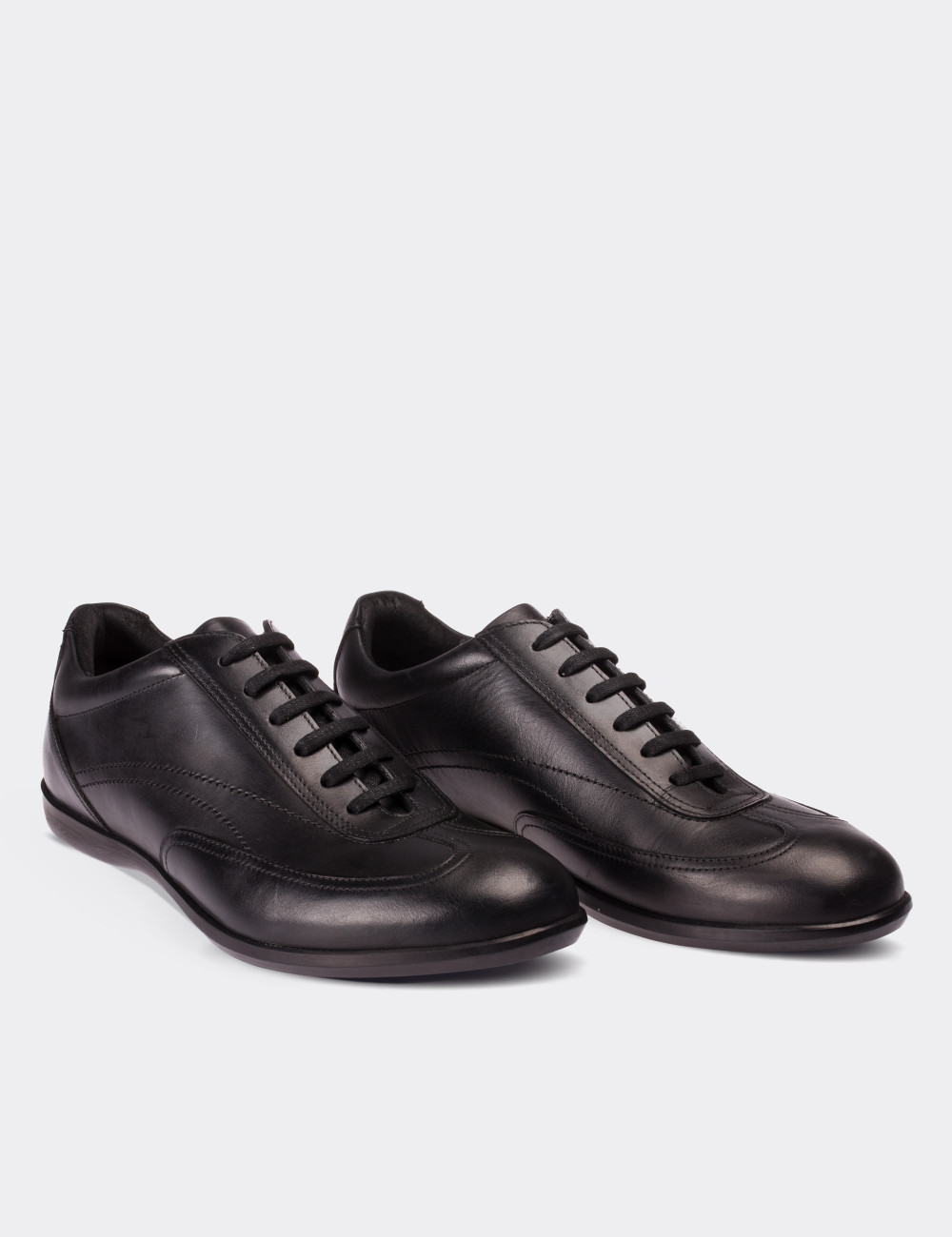 Black  Leather Lace-up Shoes - 00321MSYHC01