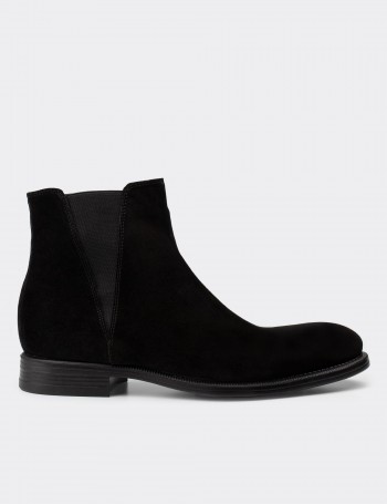 Black Suede Leather Chelsea Boots - 01689MSYHC02