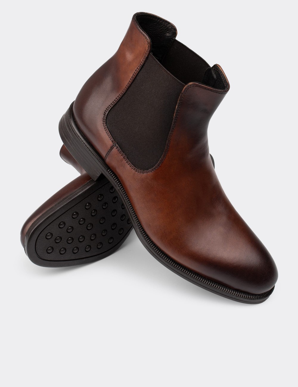 Brown  Leather Chelsea Boots - 01849MKHVC02