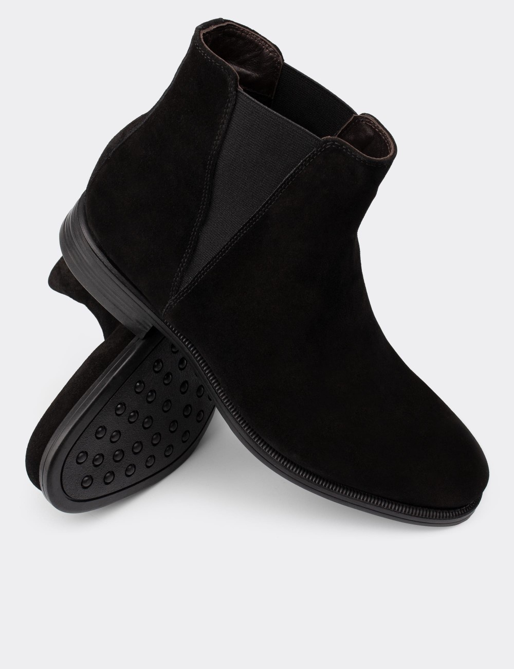 Black Suede Leather Chelsea Boots - 01689MSYHC02
