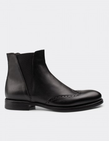 Black  Leather Chelsea Boots - 01816MSYHC01