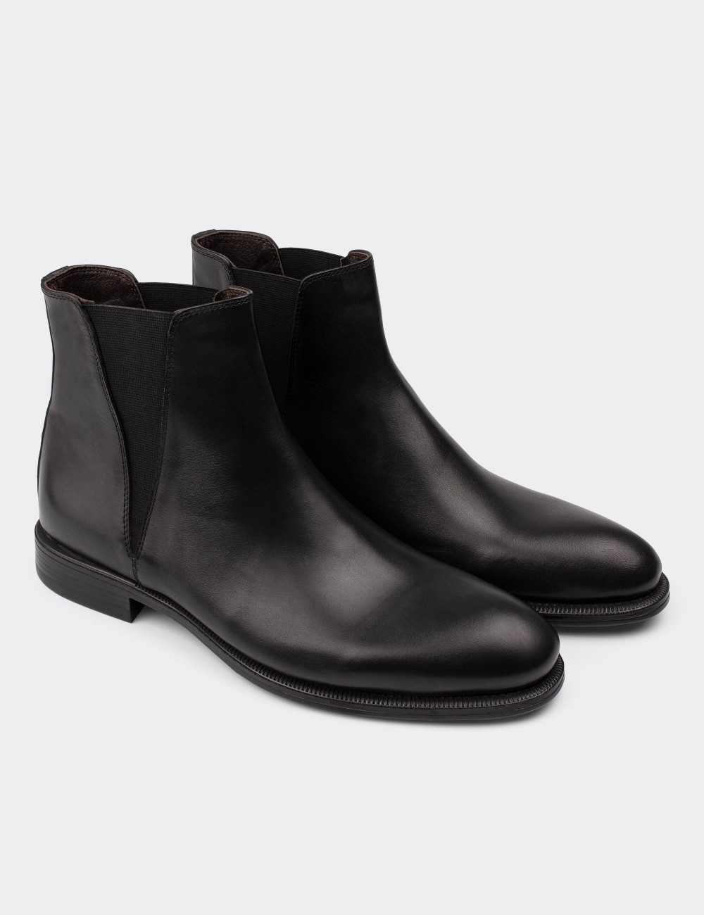 Black  Leather Chelsea Boots - 01689MSYHC01