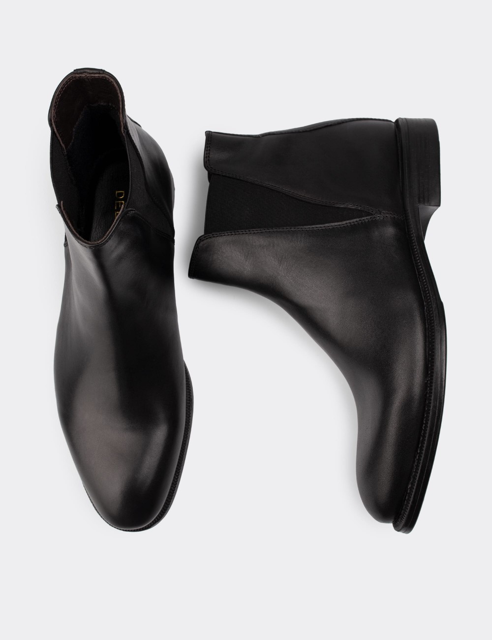 Black  Leather Chelsea Boots - 01689MSYHC01