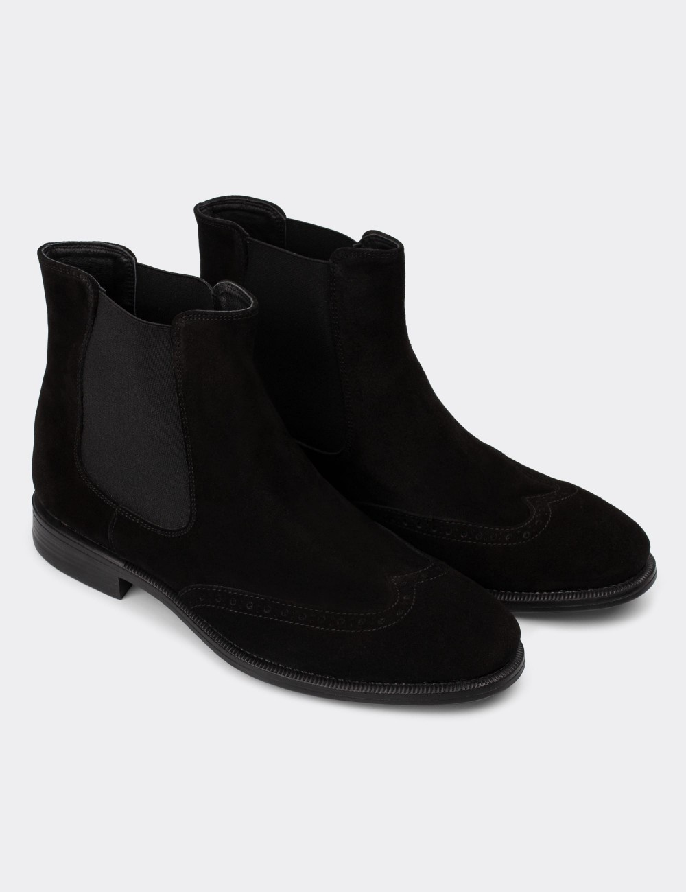 Black Suede Leather Boots - 01848MSYHC02