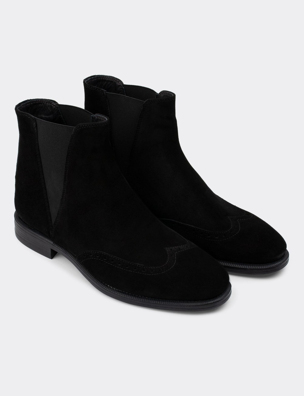 Black Suede Leather Chelsea Boots - 01816MSYHC02