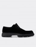 Black Suede Leather Lace-up Shoes