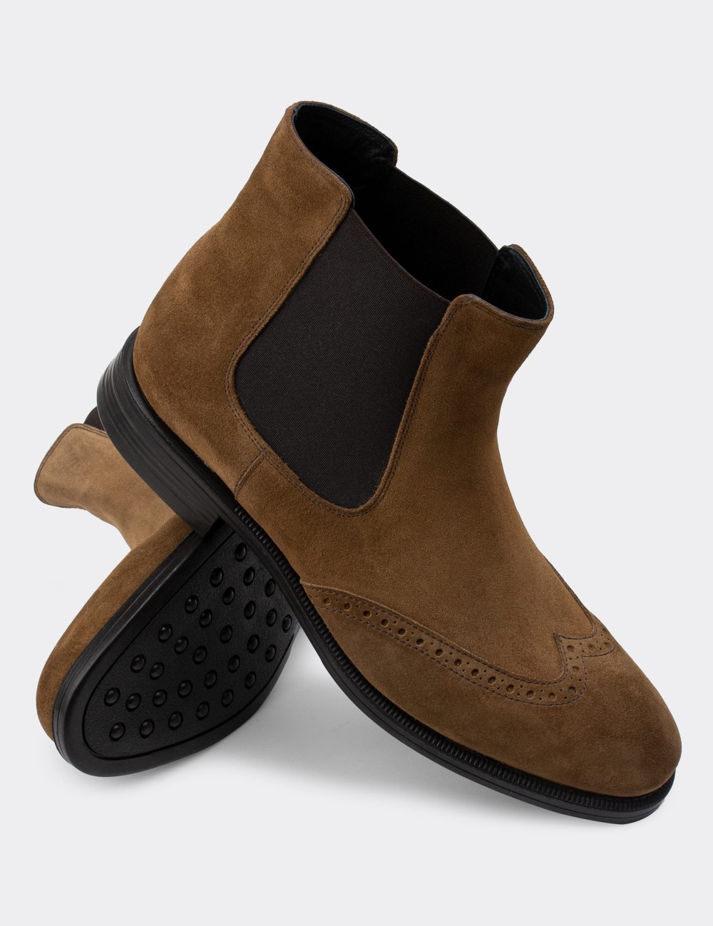 Tan Suede Leather Chelsea Boots - 01848MTBAC01
